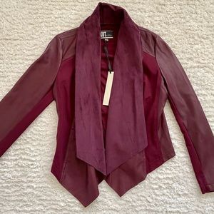Faux Suede Leather Blazer Jacket